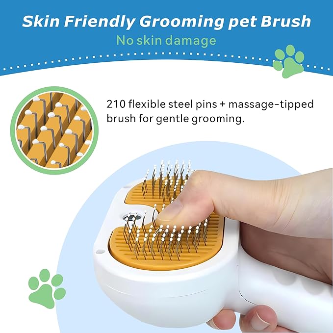 4-in-1 Pet Steam Brush for Dog & cat brush for shedding，Spray Hair Removal Comb with Waterless Shampoo–Self-Cleaning Pet Grooming Tool for Shedding, Anti-Static & Skin-Friendly Design-PawvioPets