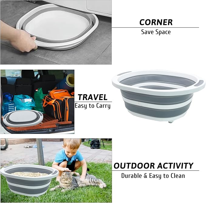 Fhiny Open Cat Litter Box, Small Litter Box for Kittens Low Entry Kitty Potty Pan Foldable Travel Toilet Waterproof for Indoor Small Pet Senior Cats 15.7"×12.5"-PawvioPets