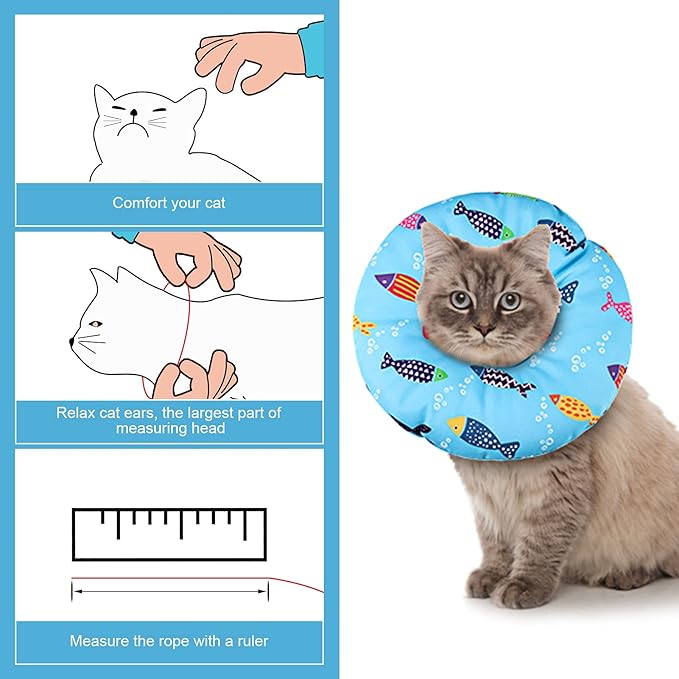 Cat Cone Collar Soft Cute Adjustable Cat Donut Recovery Collar Elizabethan Cats Cones to Stop Licking Comfortable Anti-Bite Neck Cone for Pet Kittens After Surgery-PawvioPets