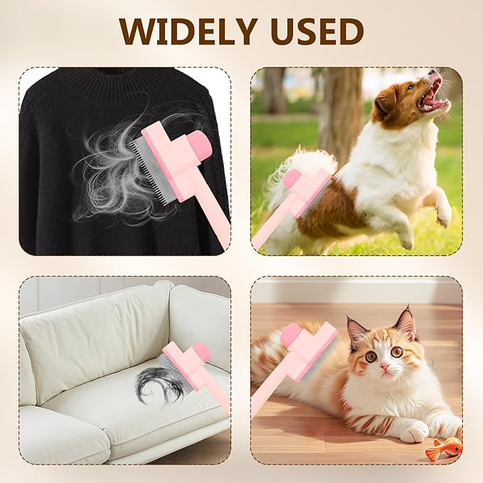 Cat Comb, Cat Grooming Brush, Self-Cleaning Flea Comb, Multi-Functional Pet Comb,Suitable for Pet Massage, Cleaning And Hair Removal-PawvioPets