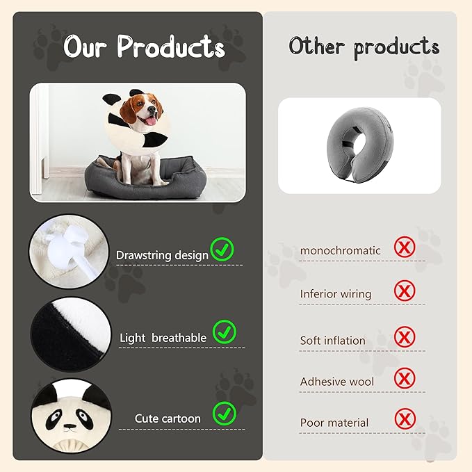 Adjustable Cat Collar Soft to Stop Licking After Surgery for Kitten, Alternative to Cone of Shame, Donut Cone for Cats, Pet Elizabethan Collar (Panda, Medium)-PawvioPets