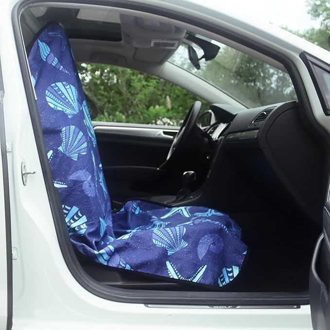 Car Seat Cover Protector Front Seats,for Gym Workout,Running,Swimming,Beach and Hiking,Waterproof Sweat Towel Bucket Seat Covers for Cars SUV Trucks (Conch Shells Starfish, 2Pcs)-PawvioPets