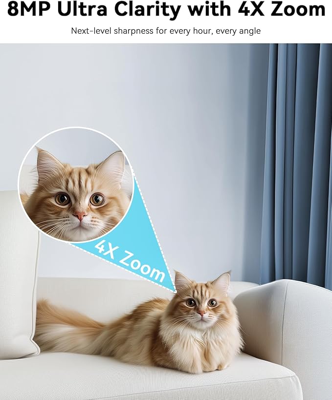 blurams Pet Camera 4K, 8MP Indoor Cameras for Home Security with One-Touch Call, Color Night Vision, Motion Tracking, 5GHz/2.4GHz Wi-Fi, Cloud & SD Card Storage, Wi-Fi 6-PawvioPets