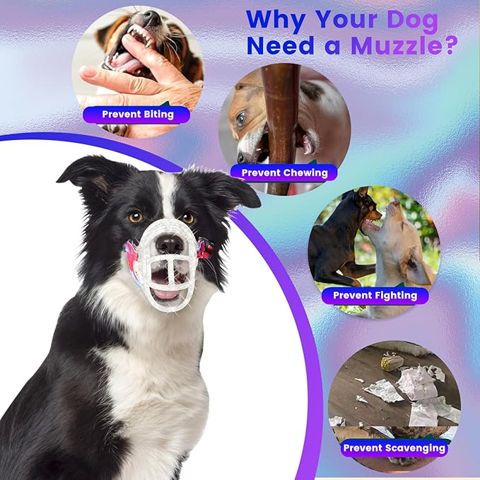 Basket Muzzle Allows Panting Drinking - Anti Biting Chewing, Suitable for Grooming Trimming Training, Transparent, Size 4-PawvioPets