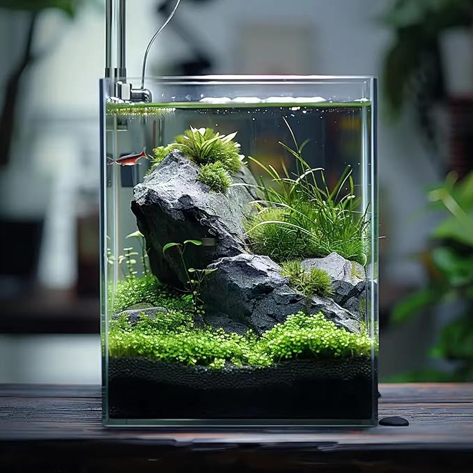 3 Gallon Glass Fish Tank, Easy to Maintain Small Aquarium for Betta/Snails/Shrimp and Aquatic Planting.-PawvioPets