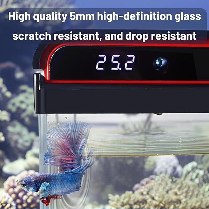 5 Gallon Glass Fish Tank Aquarium Starter Kit - Self-Cleaning, Ultra-Quiet Filter Pump, 3-Color LED Lights, Smart Temp Monitoring for Betta Fish, Shrimp, Kids Gift-PawvioPets