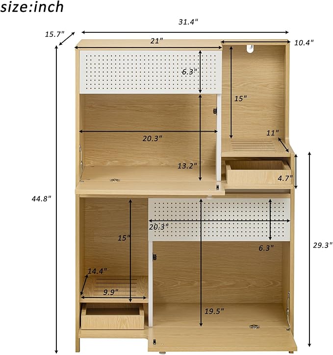 Cat Litter Box Enclosure Furniture Hidden Indoor 2-in-1 Wooden Cat House & Washroom Cabinet with Drawer for 2 Cats, 31.4"x15.7"x44.8"H-PawvioPets