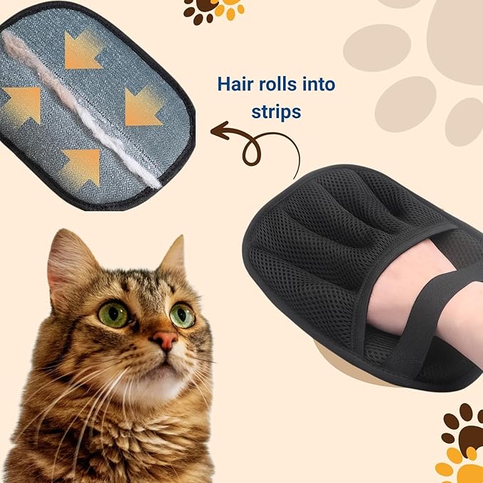 5-Pack Pet Hair Removal Gloves,Electrostatic Pet Hair Remover Tool,Dog Hair Remover Furniture Reusable & Washable Grooming Mitts,Lint & Fur Remover for Clothes, Carpets, Car Seats-PawvioPets