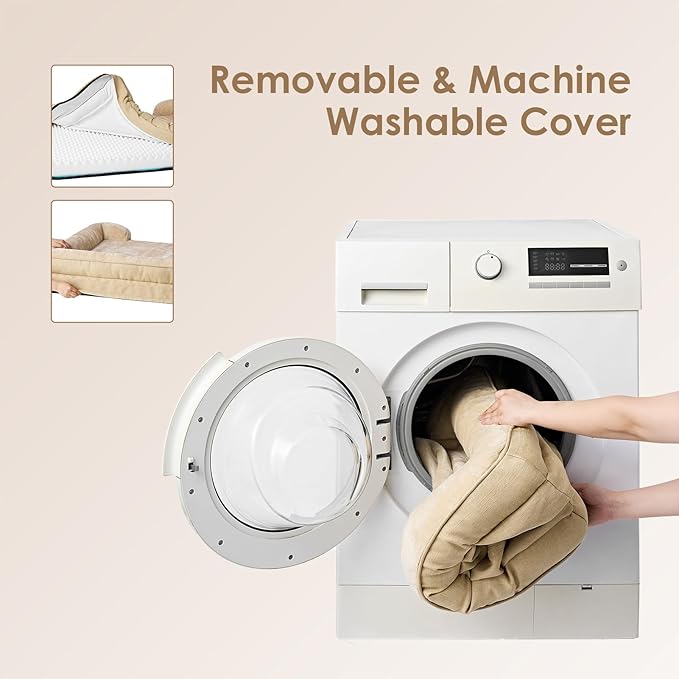 EHEYCIGA Orthopedic Dog Beds for Extra Large Dogs, Waterproof Memory Foam XXL Dog Bed with Sides, Non-Slip Bottom and Egg-Crate Foam Big Pet Couch Bed with Washable Removable Cover, Greige-PawvioPets