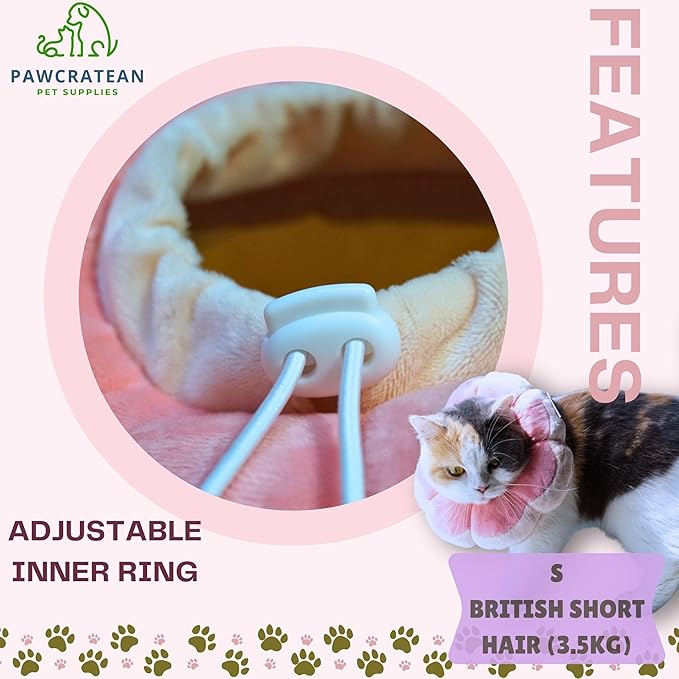 Adjustable Comfy Flower Style Elizabeth Collar for Cats and Puppies Soft Recovery Cone Pet Protective Neck Collar (Pink, Medium)-PawvioPets