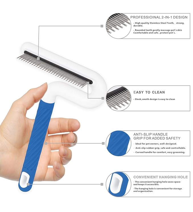 Flea Comb, TailGurus Effective Flea Comb for Cats & Dogs - Shedding Brush for All Pets - Long Hair Friendly - Durable - Versatile & Safe - Durable, Safe & Versatile - Portable, Pet-Friendly(TG2042)-PawvioPets