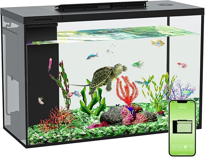4.5 Gallon Betta Fish Tank self Cleaning, Aquarium kit, Small Fish Tank with Filter Light Water Pump, Fish Tank Starter Kits Fish Bowl-PawvioPets