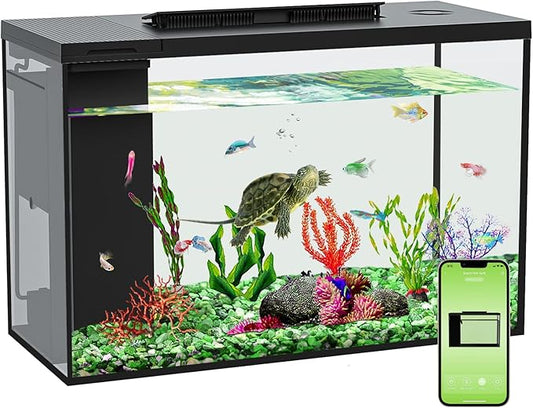 4.5 Gallon Betta Fish Tank self Cleaning, Aquarium kit, Small Fish Tank with Filter Light Water Pump, Fish Tank Starter Kits Fish Bowl-PawvioPets