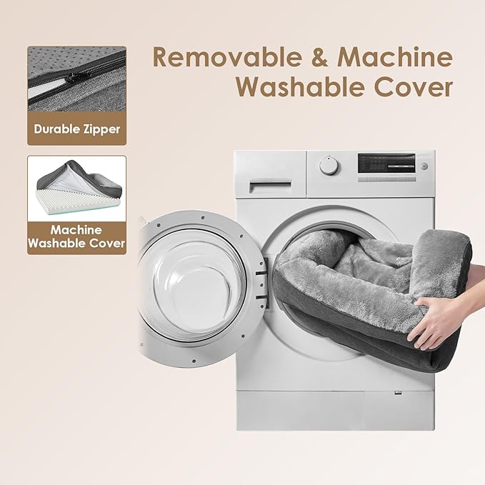 EHEYCIGA Memory Foam Dog Bed for Large Sized, Orthopedic Dog Sofa with Sides and Waterproof Liner, Washable Bolster Pet Couch with Removable Cover, 41x27x7.5 Inch, Grey-PawvioPets