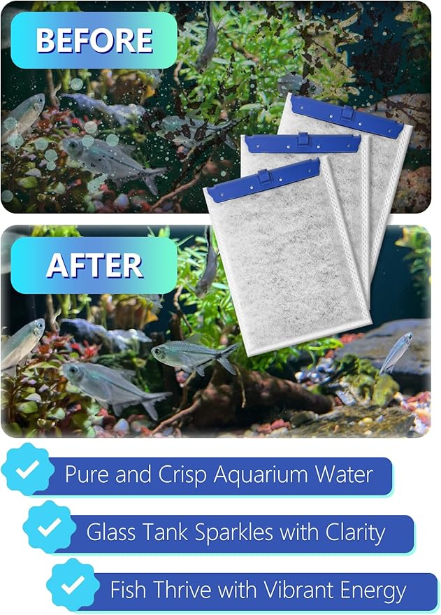 6 Pack Large Fish Tank Filter Cartridges Compatible with Tetra Whisper Bio-Bag Filters, Turtle Tank Filter Replacement for Whisper 20i, 40i / IQ20, 30, 45, 60 / PF20, 30, 40, 60 & ReptoFilter-PawvioPets