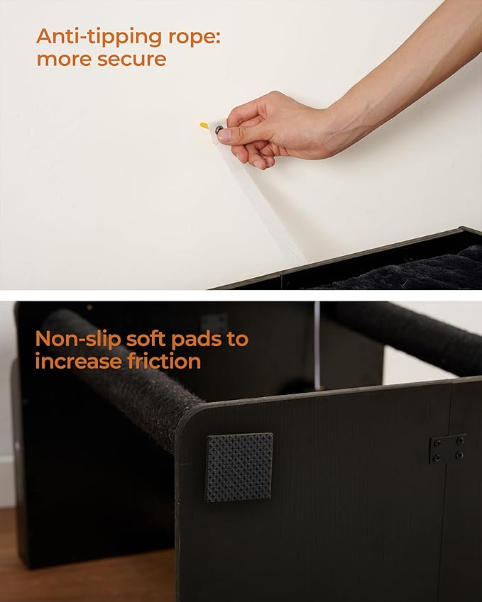 FourFurPets 26.7in Cat Tree Tower Condo, Cat Scratch Posts for Indoor Cats, Big Plate, Three 23.6in Full Sisal Scratching Posts, Black-PawvioPets