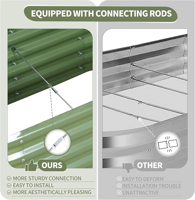Galvanized Raised Garden Bed Outdoor- 2 Pcs Raised Beds for Gardening| Metal Planter Box, Steel Raised Garden Bed Kit with Gloves for Vegetables, Flower, Herbs (6x2x1.4FT, Green)-PawvioPets
