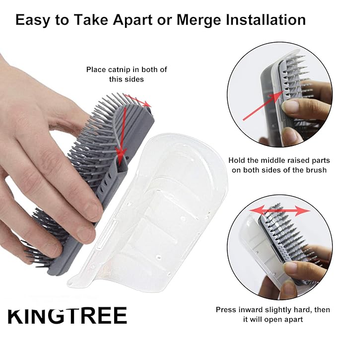 2 PACK Cat Self Grooming Corner Scratcher with Catnip, Massage Comb Brush for Long & Short Fur-PawvioPets