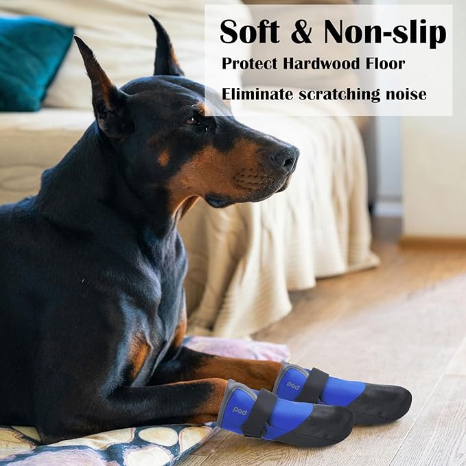 Dog Shoes Lightweight Dog Boots-Breathable Knitted Paw Protector with Adjustable Strap for Hot Pavement, Rain Walking, Hardwood Floors Anti Slip Reduce Noise, Prevent Licking Paws(Blue,L)-PawvioPets