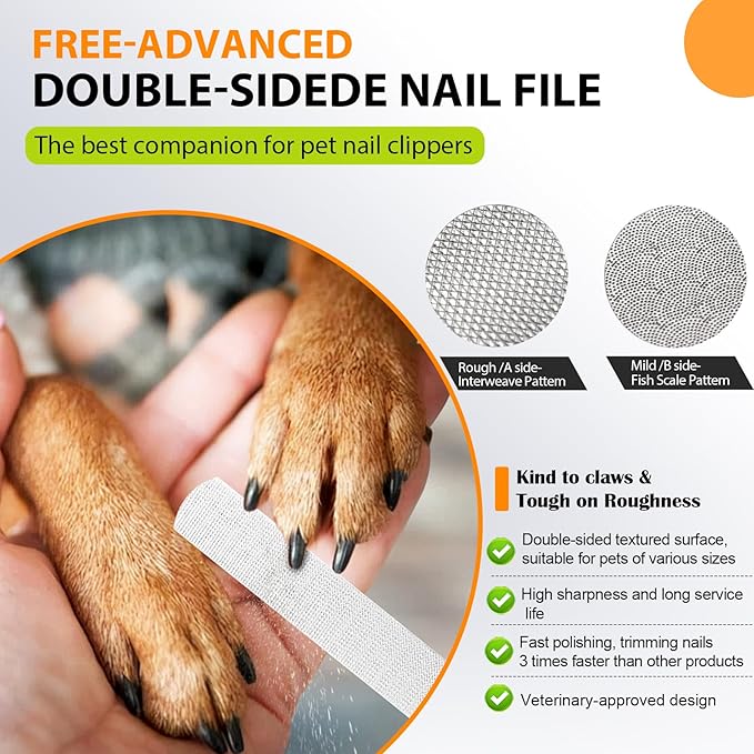 Dog Nail Clippers and Trimmers with Nail File, Ultra-Sharp 4CR13 Stainless Steel Blades Pet Grooming Nail Clippers for Small Medium-Large Breeds-PawvioPets