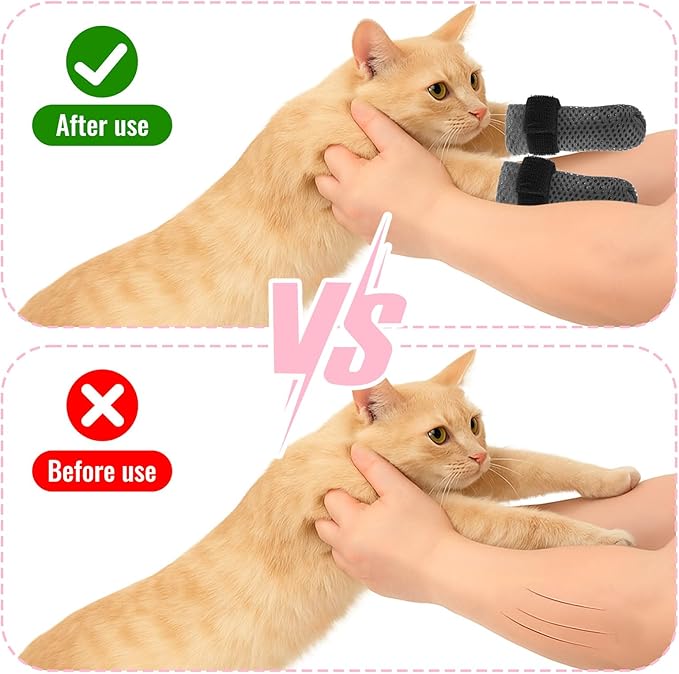 4Pcs Cat Shoes, 3.62×1.57 Inches Anti Scratch Cat Mittens, Breathable Mesh Nail Caps for Cats Claws, Adjustable Cats Claw Covers for Pet Bathing Feeding Cutting Nails(Gray)-PawvioPets