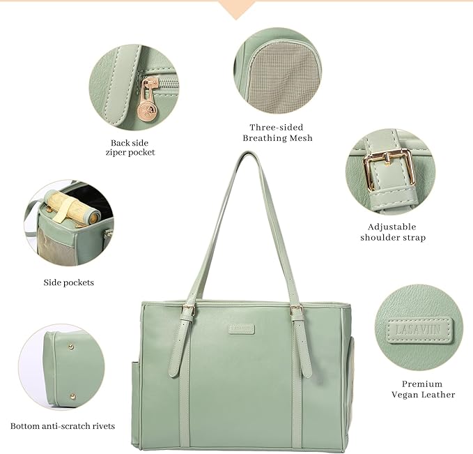 Fashion Dog Purse Pet Carrier Leather Bag for Small Dogs Cats Puppy, Portable Tote Bag Airline Approved Soft-Sided Carriers (Green)-PawvioPets