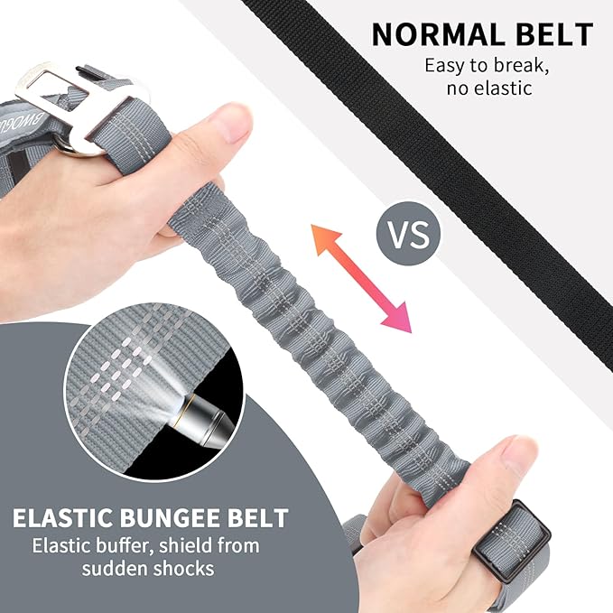 BWOGUE 2 Piece Dog Seat Belt for Car with Elastic Bungee Buffer Safety Seatbelt Car Headrest Restraint Wear Adjustable Metal Buckle Harness in Vehicle Travel for Pet-PawvioPets