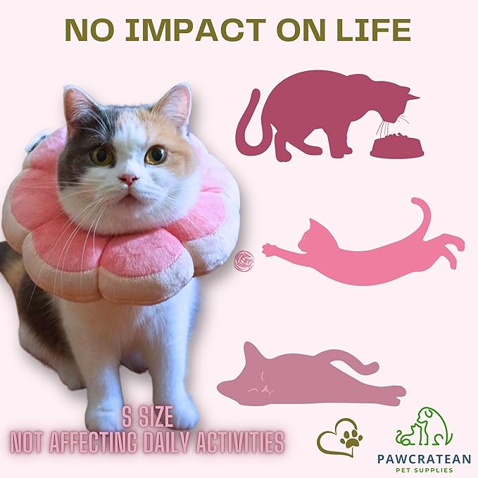 Adjustable Comfy Flower Style Elizabeth Collar for Cats and Puppies Soft Recovery Cone Pet Protective Neck Collar (Pink, Medium)-PawvioPets