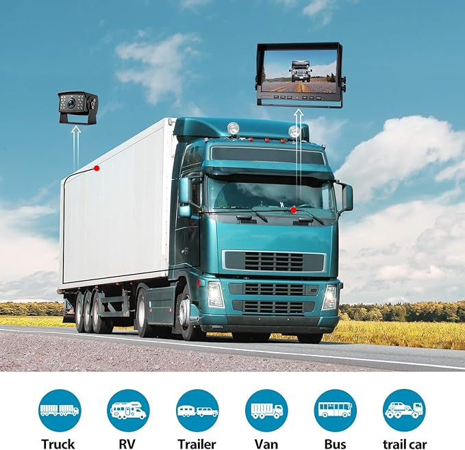 Fookoo Ⅱ 10" 1080P Wired Backup Camera System,10-inch HD Dual Split Screen Monitor with Recording IP69 Waterproof Rear View Camera Parking Lines Supports Up to 2 Cameras for Truck/Trailer/RV(DY101)-PawvioPets