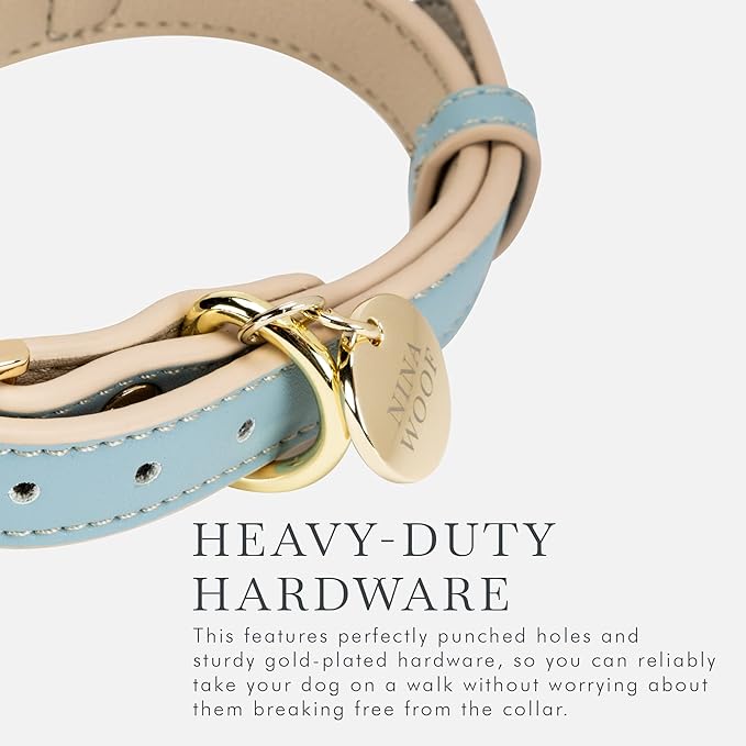 Cupertino Dog Collars, Harnesses & Leashes Made from Vegan Leather with Dog Tracker Device Holder Adjustable Dog Collar (Extra Small, Blue)-PawvioPets