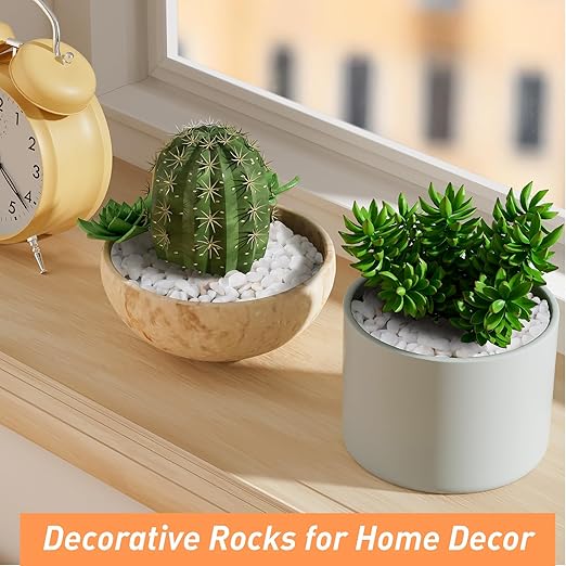 2.5 lbs White Aquarium Gravel, 1/5 Inch White Rocks for Plants, Small Pebbles for Vases, Succulents, Bamboo, Natural Decorative Pebbles for Plants Drainage, Cactus, Crafts-PawvioPets