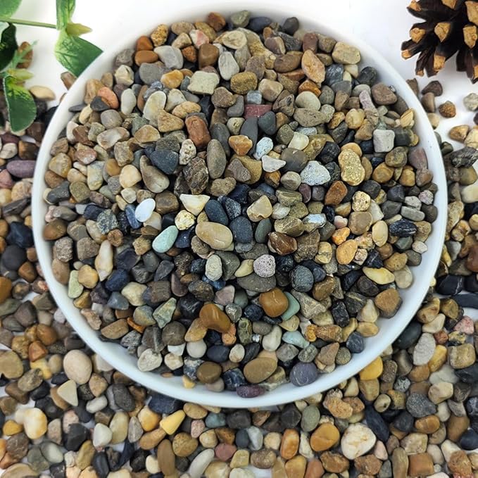 5lbs Aquarium Gravel, 1/4" Fish Tank Gravel Natural River Rocks Succulent Cactus Pea Gravel for Plants, Pebbles for Gardening, Flower Pots, Vase Fillers, Indoor Water Fountains, Landscaping-PawvioPets