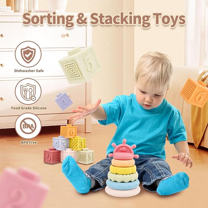 Baby Toys 6 to 18 Months, 8 in 1 Montessori Toy Set, Educational Learning Toy for Toddlers Babies Sensory Toys Newborn Infant Gifts for Boys & Girls-PawvioPets