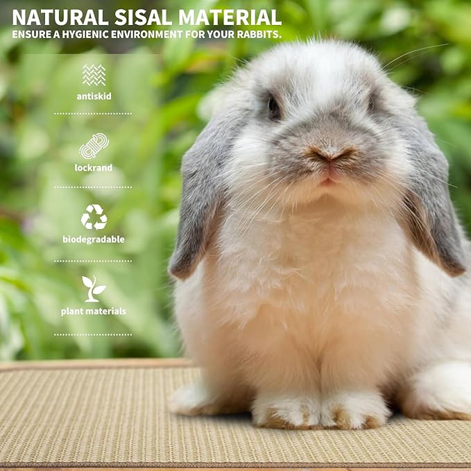 2Pcs Rabbit Scratch Mat,16 x 12 Inch Sisal Rabbit Scratching Pad,Rabbits Scratching Mats for Cages,Claws and Teeth Care Rabbits Chew Toys,Small Pet Bedding for Biting Sleeping Nesting-PawvioPets