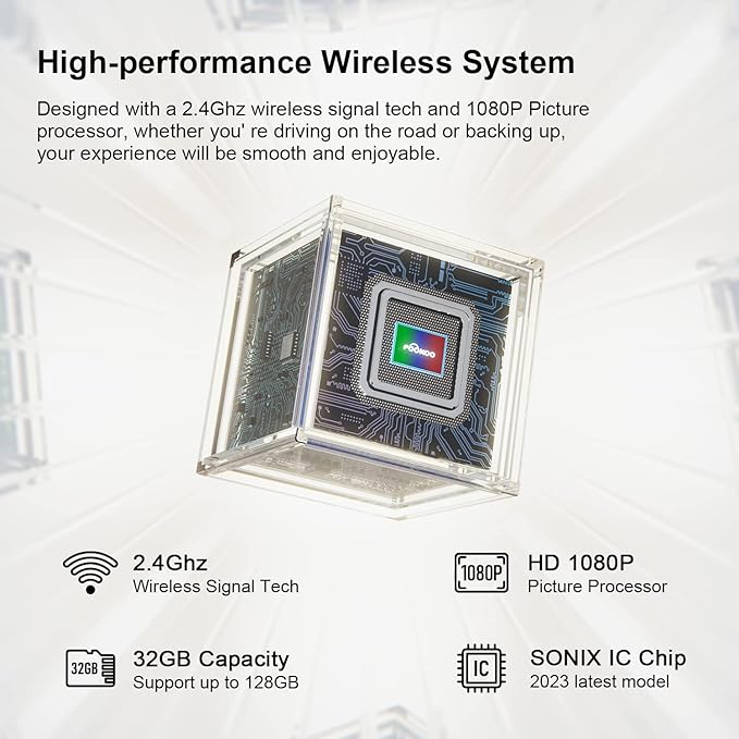 Fookoo HD 7" Wireless Backup Camera System, 1080P 7" Quad Split Screen Monitor, IP69 Waterproof Side Rear View Cameras, Parking Lines, Loop Recording, Digital Signal for RV/Trailer/Truck/Bus (DW7T4)-PawvioPets