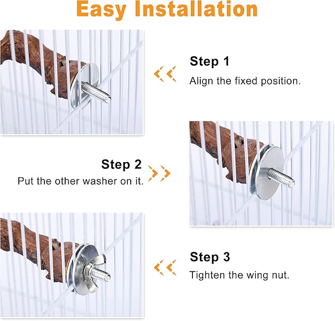 2 pcs 9.8 inch Bird Perches Stand Natural Wood Bird Perches, Birdcage Wood Stand Tree Perches for Birds Cockatiels Parrots Conures Macaws Finches(2PCS 9.8" Length)-PawvioPets