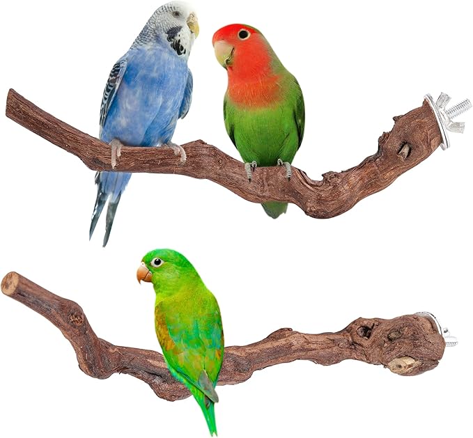 2 pcs 9.8 inch Bird Perches Stand Natural Wood Bird Perches, Birdcage Wood Stand Tree Perches for Birds Cockatiels Parrots Conures Macaws Finches(2PCS 9.8" Length)-PawvioPets