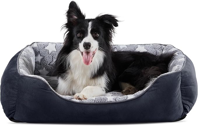 GASUR Rectangle Dog Bed for Large Dogs - Orthopedic, Durable and Anti-Slip. Cozy and Soft, Perfect for Sleeping. Warming Effect for Puppies. (M (30"x24"x9"), Black)-PawvioPets