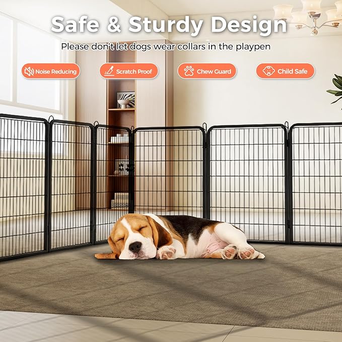 32 Inch Dog Playpen - 8 Panels Metal Pet Exercise Pen for Small-Medium Dogs, Indoor/Outdoor Dog Fence for Yard, Garden, Camping & RV Travel-PawvioPets
