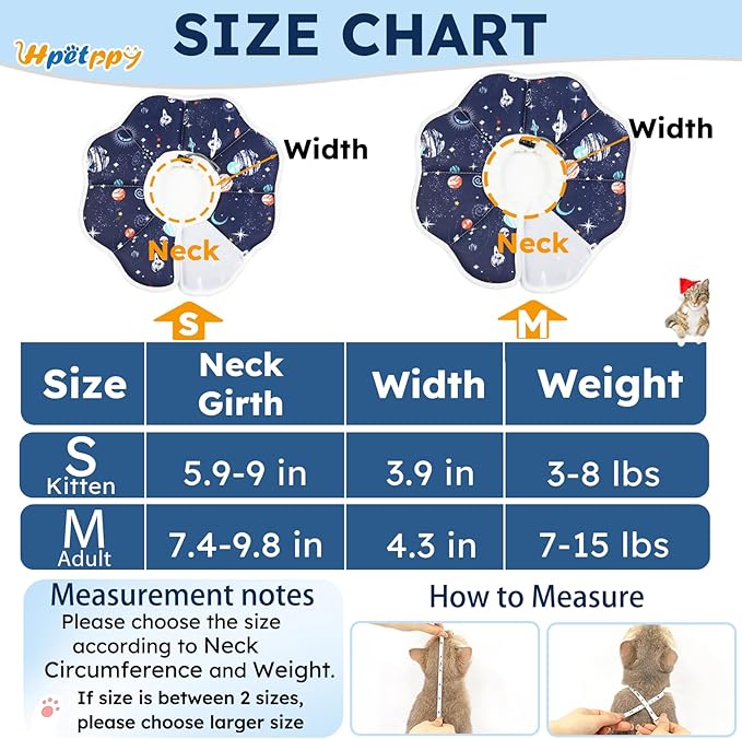 Cat Cone Collar Soft, Waterproof Cat Recovery Collar After Surgery, Adjustable Pet Donut Collar, Safety Elizabethan Collar to Prevent Licking Wounds for Kittens, Pet Cone Alternative-PawvioPets