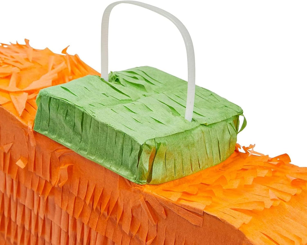 Halloween Pinata Jack-O-Lantern Pumpkin - 17 x 13 x 3 in, Orange, Corrugated Paper - 3 Pull Strings for Candy Favors & Easy Fill & Hang - Pumpkin Piñatas - Halloween Party Supplies