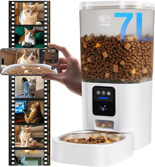 Automatic Cat Feeder with 2K Camera: 5G WiFi Automatic Dog Feeder with Night Vision,Cat Food Dispenser with 7L Large Food Storage Container for Multiple Pet,Detachable for Easy Clean -29 Cup-PawvioPets