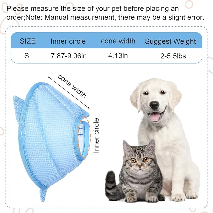 Cat Collar Cute Cat Recovery Collar Breathable Adjustable Soft Lightweight Pet Neck to Stop Licking Scratching After Surgery for Pets Dogs Kittes-PawvioPets