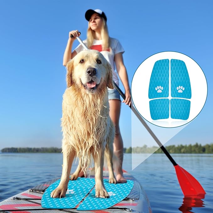 Dog Traction Pad Dog Paddle Board Kayak Accessories 21.2 x 15.3 Inch Non Slip Deck Grip Mat Surfboard Traction Good Grip EVA Foams for SUP Skimboard Paddleboard Surfboard-PawvioPets