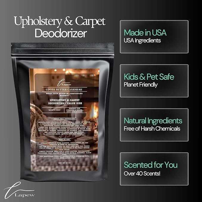 Cocoa Butter Cashmere Carpet Freshener Powder Refill 36 oz | Powerful Odor Eliminator for Home | Upholstery Deodorizer | Carpet Deodorizer | Pet Urine | Cat Litter Box-PawvioPets