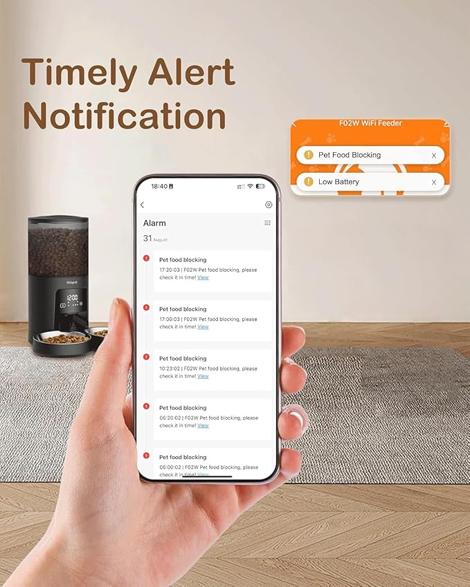 Automatic Cat Feeder 2 Cats - 5G WiFi Pet Feeder with APP Control, 6L Dry Food Dog Feeder with Blockage Alarms, 1-10 Meals Per Day-PawvioPets