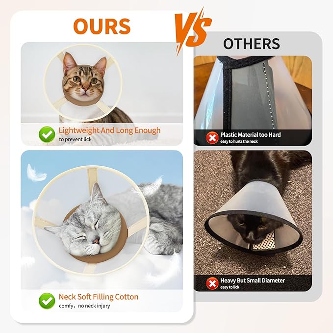 Cat Cone Collar Soft- Adjustable Comfortable Air Mesh Recovery Cone After Surgery to Stop Licking and Scratch, Alternative to Plastic Elizabethan Collar for Cat, Whiskers Freedom (Brown, XS)-PawvioPets