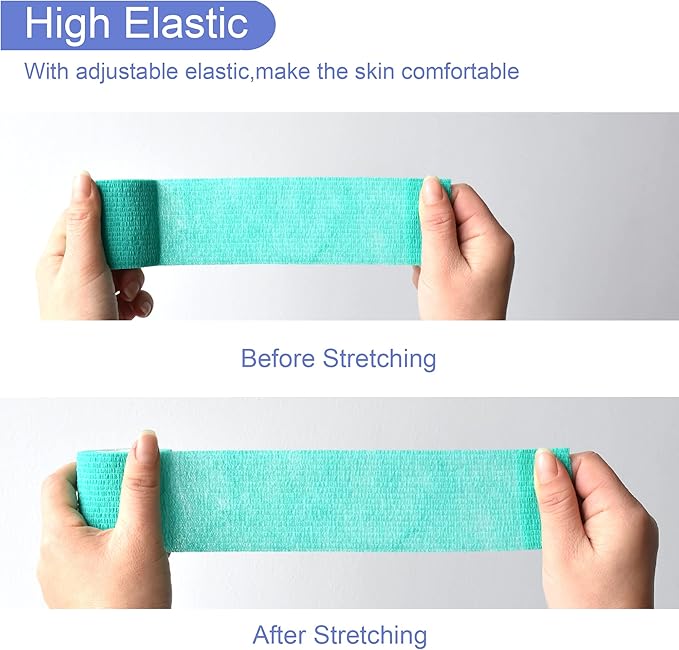 9 Pack 2" x 5 Yards Self Adhesive Bandage Wrap Self Stick Wrap for Ankle, Wrist, Finger, Sports, Breathable Cohesive Vet Tape for Pets (Middle Green)-PawvioPets