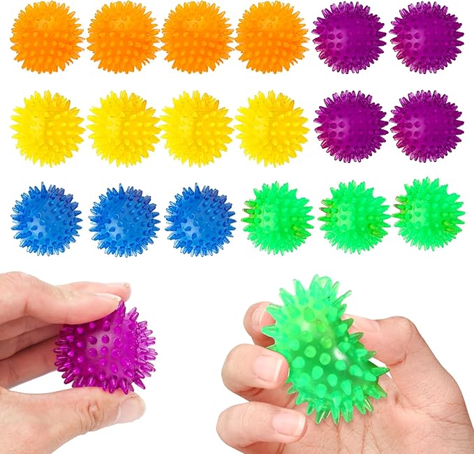 18pcs Fidget Spiky Ball Toys Stress Relief Sensory Toy for Kids Adults Toddlers, Squishy Squeeze Ball for Party Favors, Pinata Fillers, Goodie Bag Stuffers-PawvioPets
