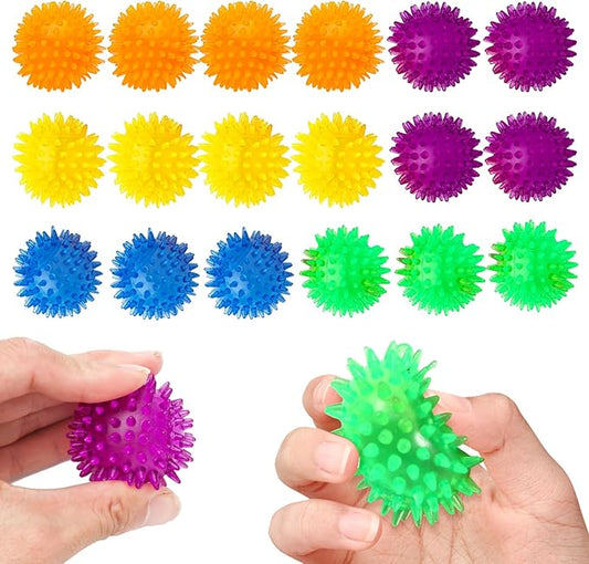 18pcs Fidget Spiky Ball Toys Stress Relief Sensory Toy for Kids Adults Toddlers, Squishy Squeeze Ball for Party Favors, Pinata Fillers, Goodie Bag Stuffers-PawvioPets